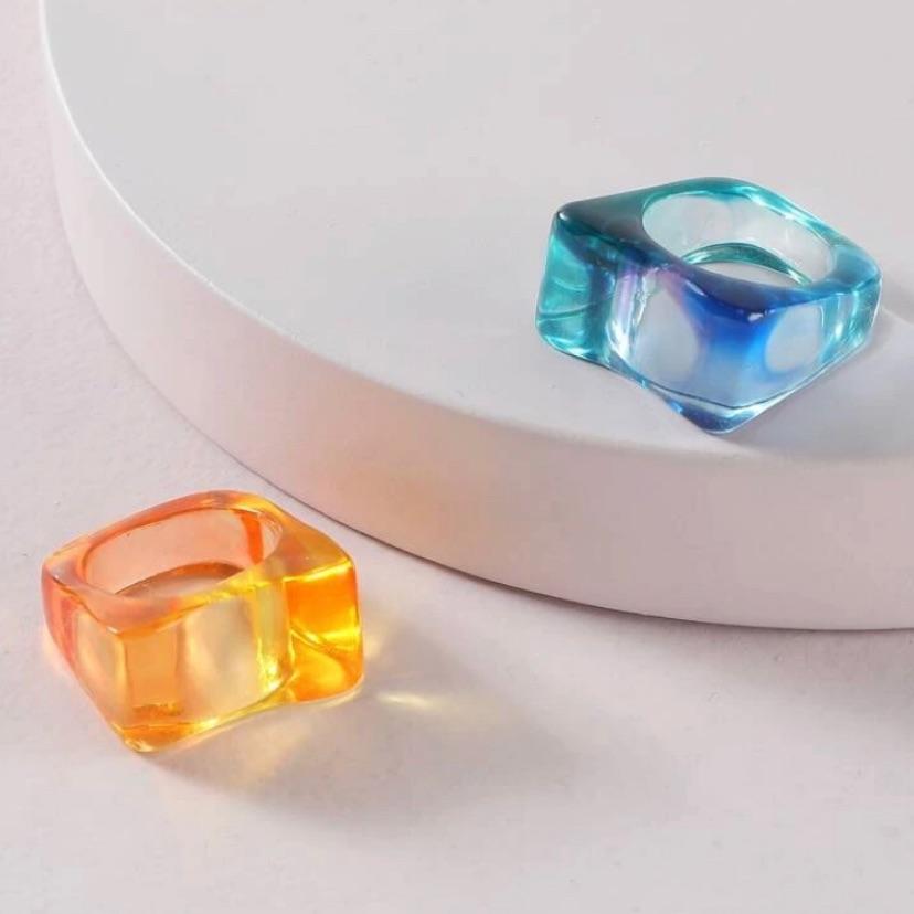 זוג טבעות שקופות צ׳אנקי צבעוניות💙🧡
