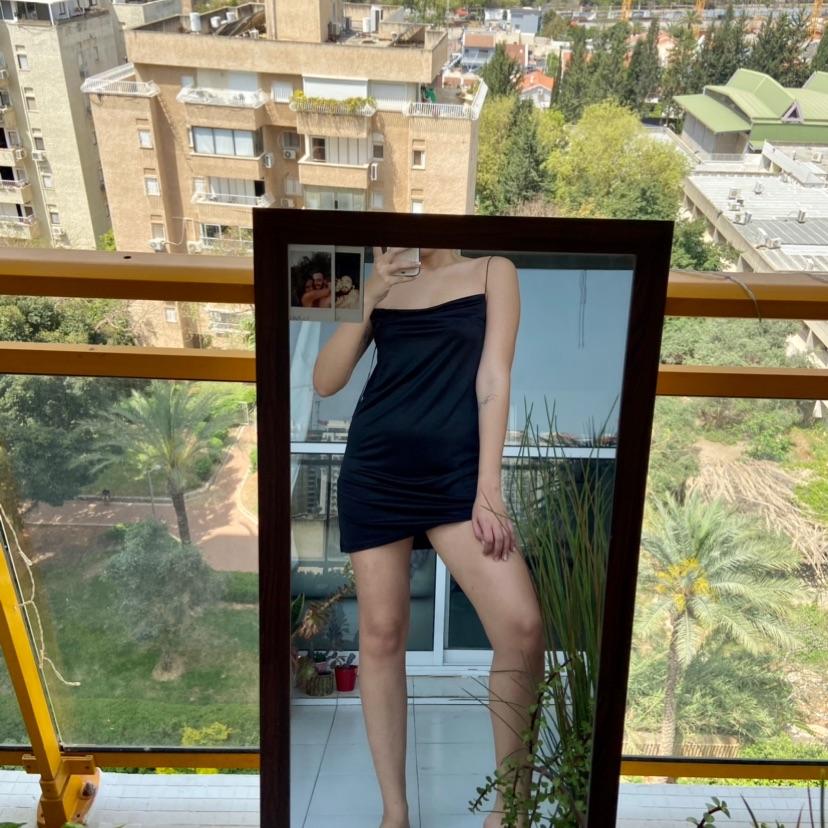 שמלת סאטן שחורה נשפכת, זארה, חדשה עם טיקט 