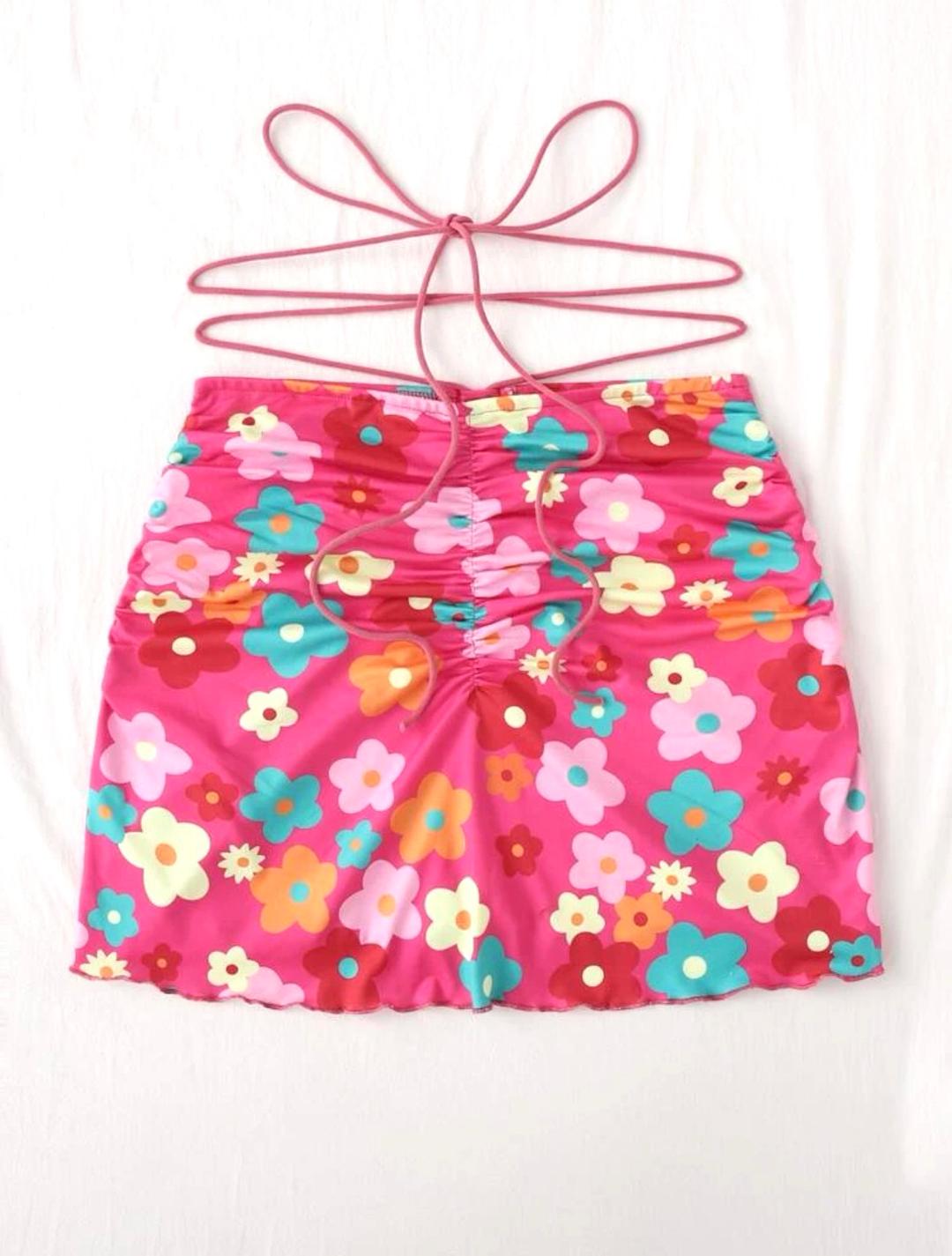 Pink flowers skirt- SHEIN