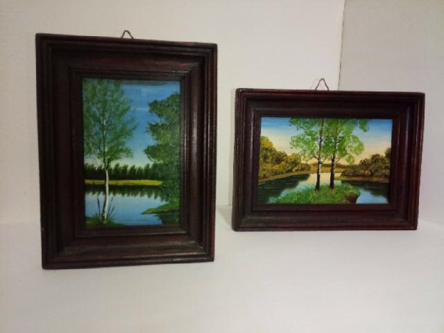 Two Small Vintage Oil Paintings on Wood